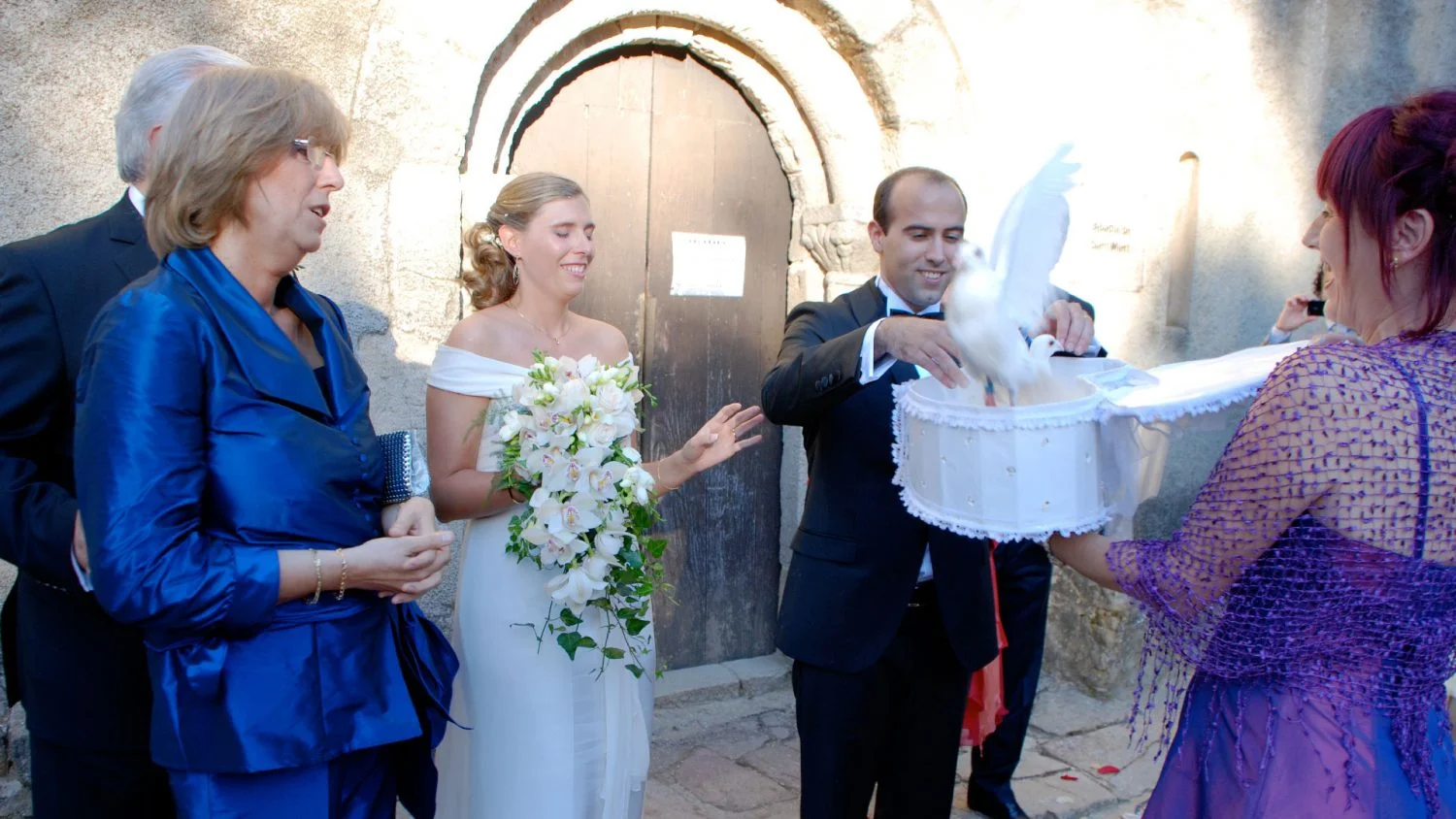 palomas blancas eventos novio suelta palomas de la caja en su boda
